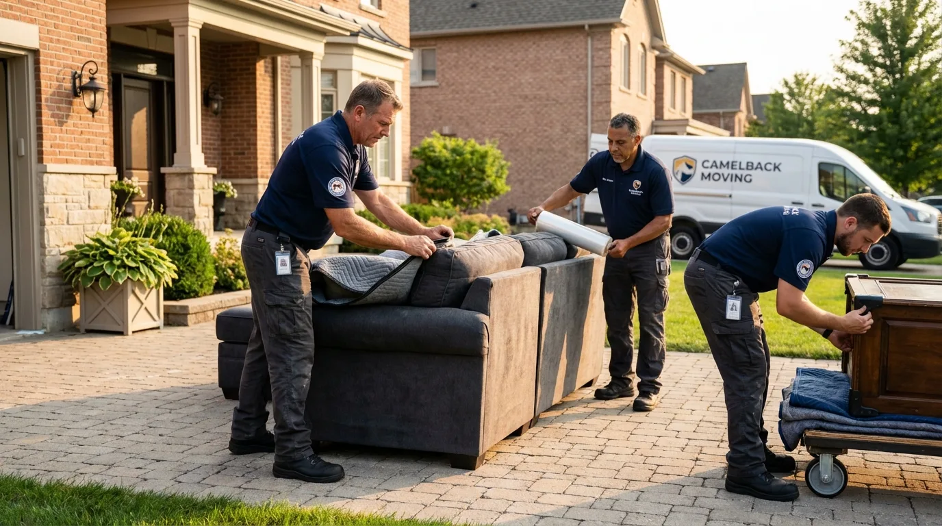 Large estate moving crew wrapping furniture in Berwyn, PA