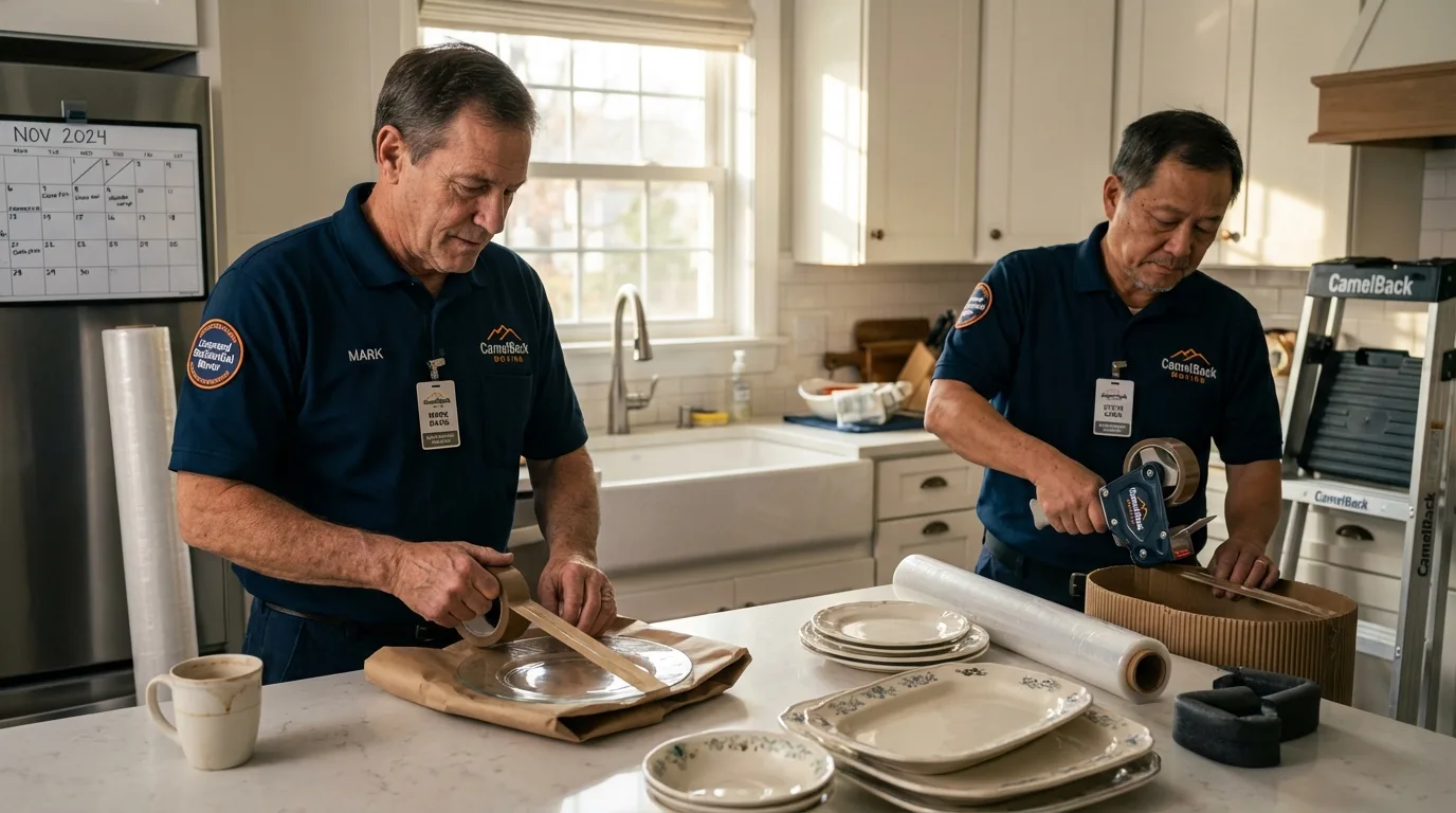 Professional crew packing kitchen dishware in Berwyn, PA